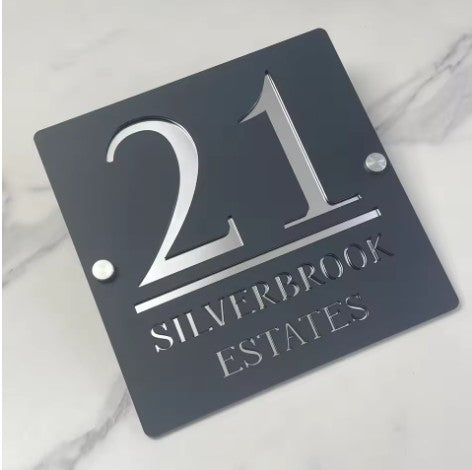 HOUSE SIGN ADDRESS CUSTOM SIGN LASER CUT ACRYLIC MODERN HOUSE NUMBER PLAQUE