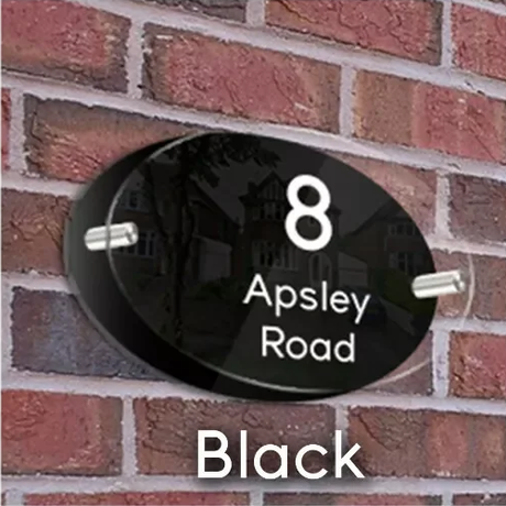 HOUSE SIGN ADDRESS SIGN NUMBER STREET ACRYLIC DOOR WALL BLACK BACK PLATE PLAQUE