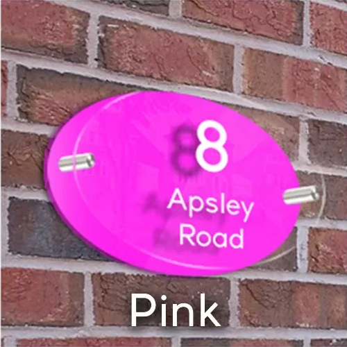HOUSE SIGN ADDRESS SIGN NUMBER STREET ACRYLIC DOOR WALL PINK BACK PLATE PLAQUE