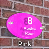 HOUSE SIGN ADDRESS SIGN NUMBER STREET ACRYLIC DOOR WALL PINK BACK PLATE PLAQUE
