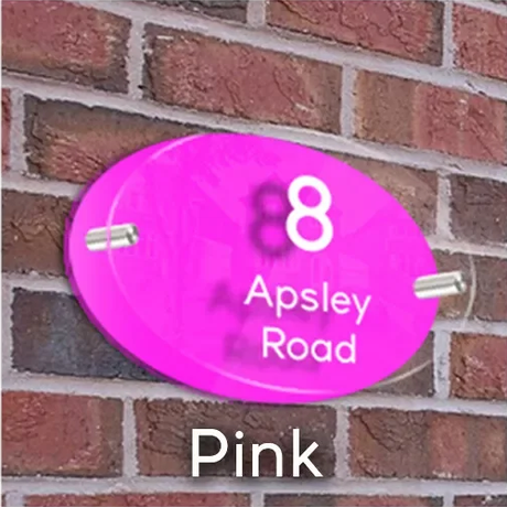 HOUSE SIGN ADDRESS SIGN NUMBER STREET ACRYLIC DOOR WALL PINK BACK PLATE PLAQUE