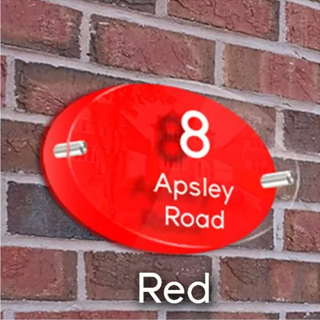 HOUSE SIGN ADDRESS SIGN NUMBER STREET ACRYLIC DOOR WALL RED BACK PLATE PLAQUE