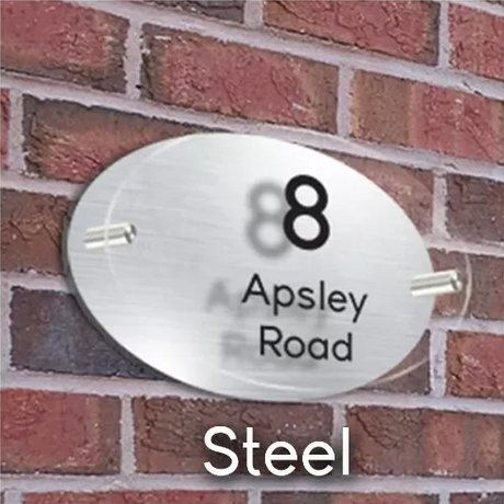 HOUSE SIGN ADDRESS SIGN NUMBER STREET ACRYLIC DOOR WALL SILVER BACK PLATE PLAQUE