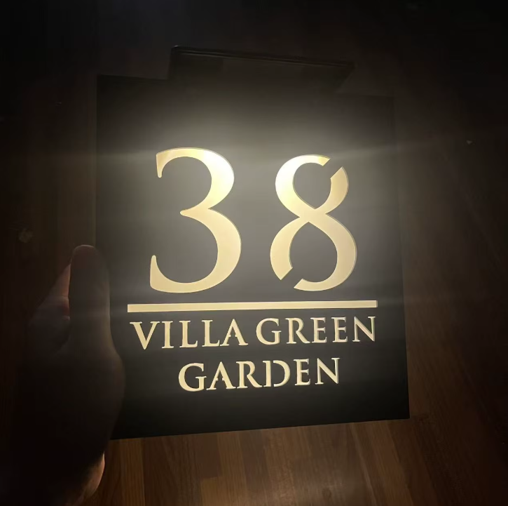 Custom Solar LED 3D Acrylic House Sign | Personalised Address Plaque