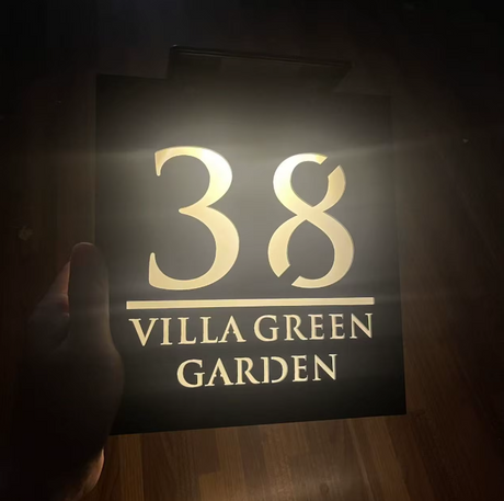 Custom Solar LED 3D Acrylic House Sign | Personalised Address Plaque