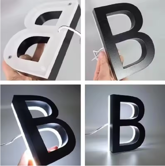 LED House Number Letter Sign | Backlit Stainless Steel Address Plaque | Black