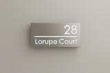 Custom LED House Number Sign | Silver Stainless Steel Backlit Plaque