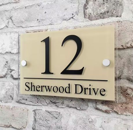 CUSTOM HOUSE SIGN NUMBER STREET SIGN COLOURED ACRYLIC ADDRESS DOOR WALL PLAQUE