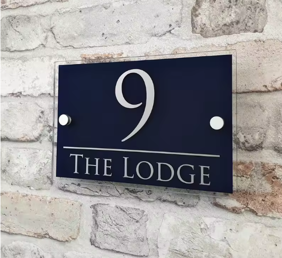 CUSTOM HOUSE SIGN NUMBER STREET SIGN COLOURED ACRYLIC ADDRESS DOOR WALL PLAQUE