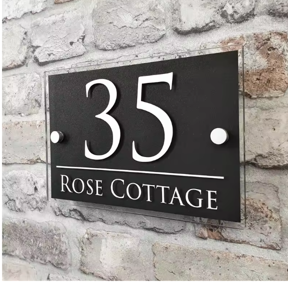 CUSTOM HOUSE SIGN NUMBER STREET SIGN COLOURED ACRYLIC ADDRESS DOOR WALL PLAQUE