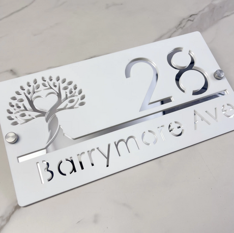 OUTSIDE TREE OF LIFE CUSTOM ACRYLIC ALUMINIUM HOUSE NUMBER STREET ADDRESS SIGN