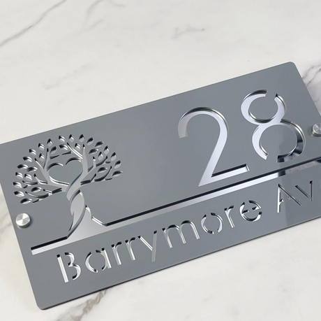 OUTSIDE TREE OF LIFE CUSTOM ACRYLIC ALUMINIUM HOUSE NUMBER STREET ADDRESS SIGN