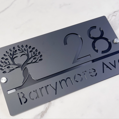 OUTSIDE TREE OF LIFE CUSTOM ACRYLIC ALUMINIUM HOUSE NUMBER STREET ADDRESS SIGN