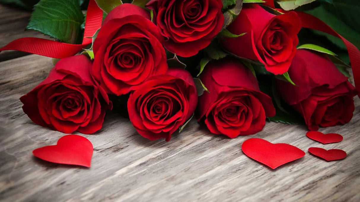 VALENTINE'S DAY ROSES LOVE RED FLOWERS BIRTHDAY PARTY BANNER BACKDROP DECORATION
