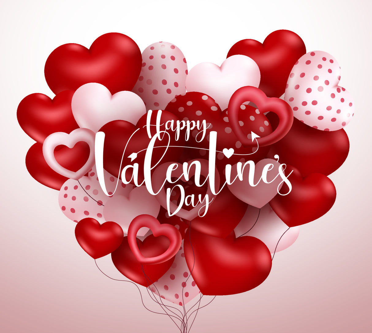 VALENTINE'S DAY HEART BALLOONS POLKADOTS PARTY BANNER POSTER BACKDROP DECORATION