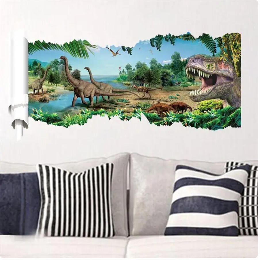 DINOSAUR T-REX DIPLODOCUS SAURISCHIA PREHISTORIC 3D WALL STICKER MURAL Decal