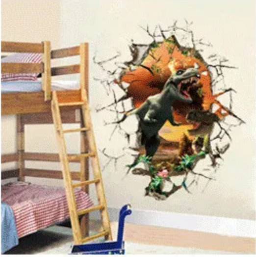 DINOSAURS T-REX WALL BREAK AT SUNSET 3D WALL STICKER MURAL ART Decal