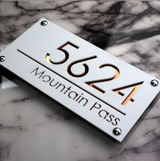 CUSTOM MODERN ACRYLIC STAINLESS STEEL SCREWS HOUSE NUMBER STREET ADDRESS SIGN
