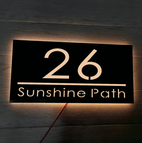 Custom LED Light Up 3D House Sign | Illuminated Acrylic Address Plaque