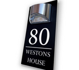 Custom Black Solar LED House Sign | Personalised Illuminated Address Plaque