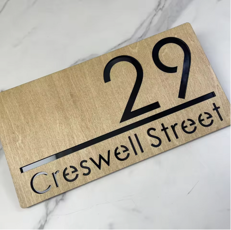 WOOD WOODEN CUSTOM OUTDOOR HOUSE SIGN NUMBER STREET HOUSE ADDRESS WALL MAIL BOX LETTER BOX PLAQUE