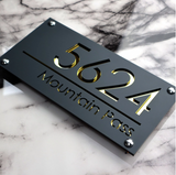 CUSTOM MODERN ACRYLIC STAINLESS STEEL SCREWS HOUSE NUMBER STREET ADDRESS SIGN