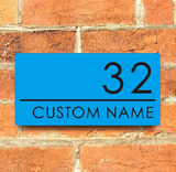 HOUSE SIGN ADDRESS SIGN NUMBER STREET ACRYLIC DOOR WALL BRIGHT BLUE PLAQUE