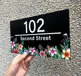 HOUSE SIGN ADDRESS SIGN FLOWER FLORAL ACRYLIC NUMBER STREET ADDRESS PLAQUE