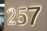 Custom LED House Number Sign | Backlit Stainless Steel Address Plaque | Silver