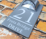 Custom Gray Solar LED House Sign | Personalised Illuminated Address Plaque