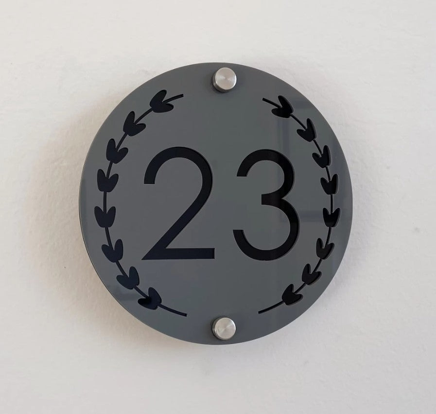 HOUSE SIGN ADDRESS CUSTOM SIGN LASER CUT ROUND ACRYLIC MODERN HOUSE NUMBER PLAQUE