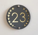 HOUSE SIGN ADDRESS CUSTOM SIGN LASER CUT ROUND ACRYLIC MODERN HOUSE NUMBER PLAQUE