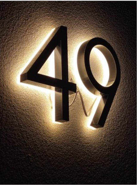 LED House Number Letter Sign | Backlit Stainless Steel Address Plaque | Black