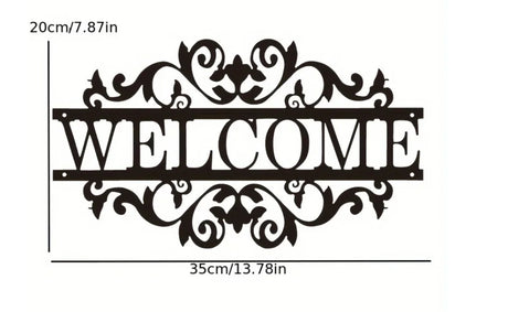 WELCOME HOUSE SIGN ADDRESS SIGN BLACK METAL STREET PLAQUE 35CM