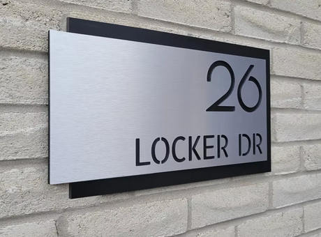 HOUSE SIGN ADDRESS SIGN ACRYLIC MODERN SILVER NUMBER ADDRESS SIGN PLAQUE