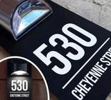 LED SOLAR POWERED OUTSIDE CUSTOM HOUSE SIGN NUMBER STREET HOUSE ADDRESS BLACK WALL SIGN