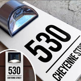 LED SOLAR POWERED OUTSIDE CUSTOM HOUSE SIGN NUMBER STREET HOUSE ADDRESS WHITE WALL SIGN