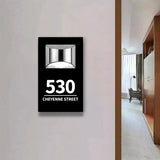 LED SOLAR POWERED OUTSIDE CUSTOM HOUSE SIGN NUMBER STREET HOUSE ADDRESS BLACK WALL SIGN