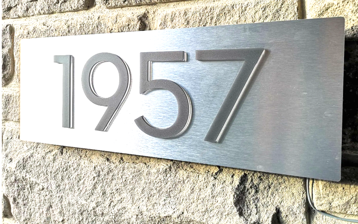 CUSTOM LED LIGHT HOUSE SIGN ADDRESS COMPOSITE ALUMINIUM NUMBER 3D WEATHERPROOF PLAQUE