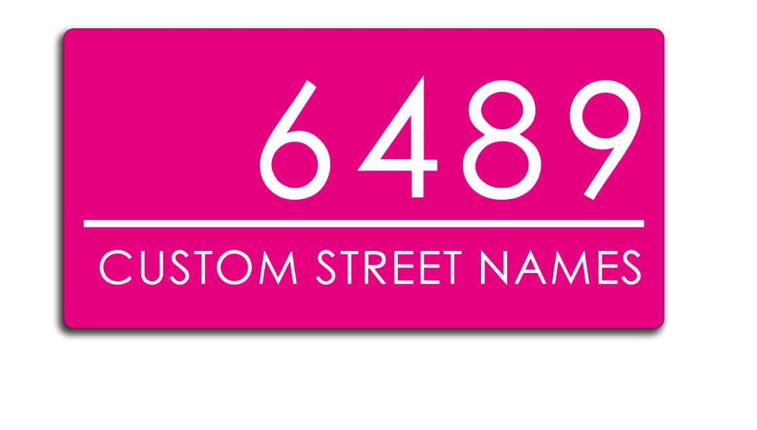 HOUSE SIGN ADDRESS SIGN NUMBER STREET ACRYLIC DOOR WALL PINK PLAQUE