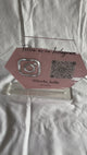 BUSINESS QR CODE SCANNING SIGN SOCIAL MEDIA BOARD PLAQUE HEXAGON BABY PINK SILVER