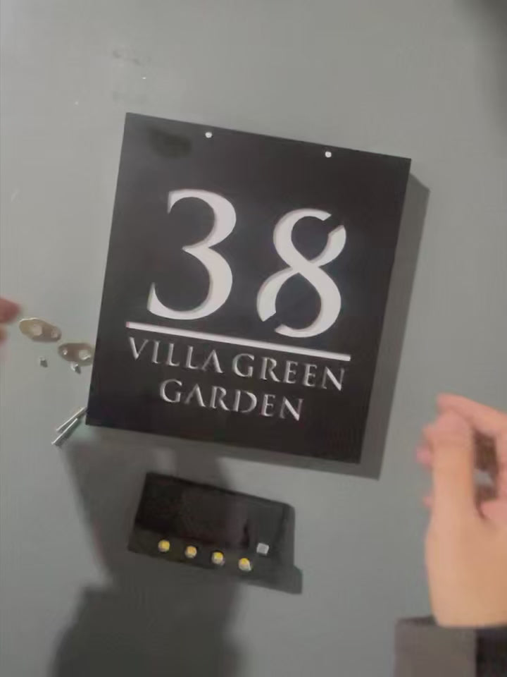Custom Solar LED 3D Acrylic House Sign | Personalised Address Plaque