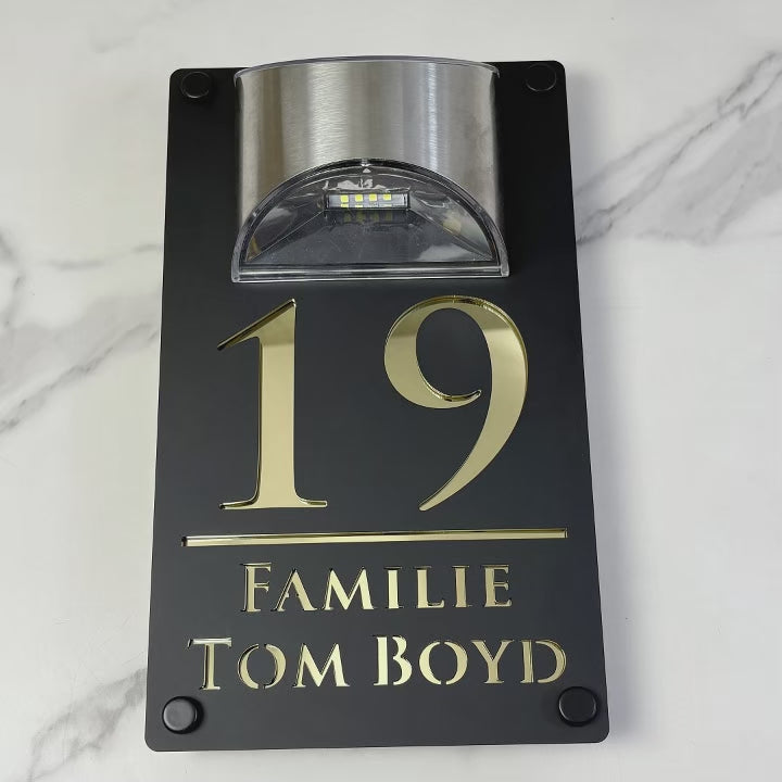 LED SOLAR CUSTOM HOUSE SIGN NUMBER STREET SIGN ACRYLIC ADDRESS DOOR WALL PLAQUE