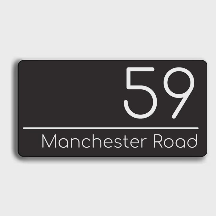 CUSTOM HOUSE SIGN NUMBER STREET SIGN BLACK ACRYLIC ADDRESS DOOR WALL PLAQUE