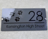 HOUSE SIGN PAW PRINTS CAT DOG LASER CUT CUSTOM ACRYLIC STREET ADDRESS SIGN