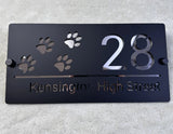 HOUSE SIGN PAW PRINTS CAT DOG LASER CUT CUSTOM ACRYLIC STREET ADDRESS SIGN
