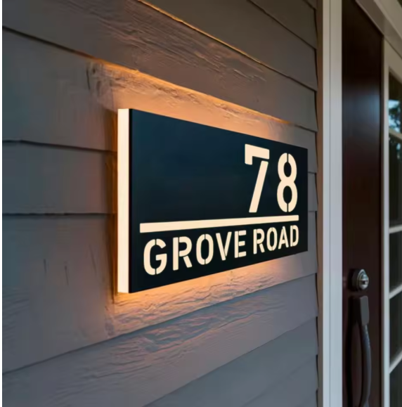 Custom LED Light Up 3D House Sign | Illuminated Acrylic Address Plaque