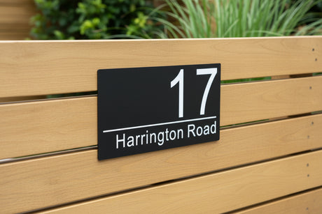 Personalised Black Acrylic House Sign | Number & Street Address