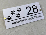 HOUSE SIGN PAW PRINTS CAT DOG LASER CUT CUSTOM ACRYLIC STREET ADDRESS SIGN