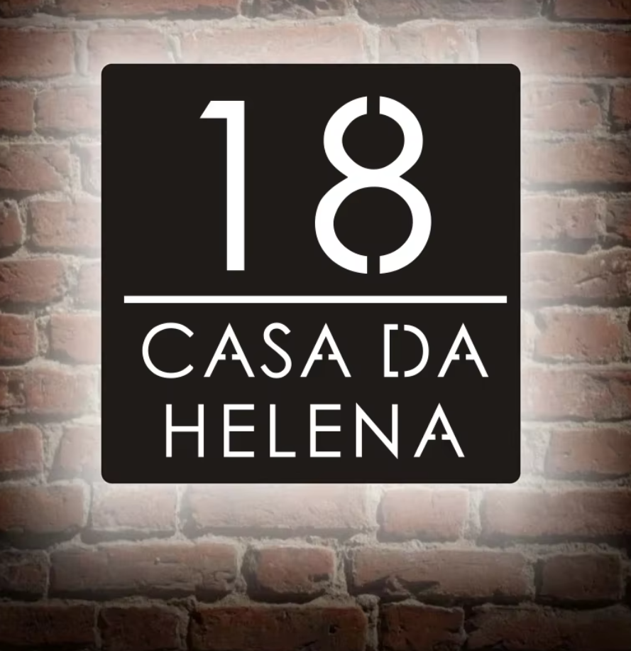 Custom LED Light-Up Square House Sign | Illuminated Address Plaque